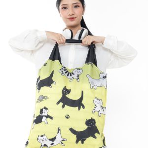 Foldable Shopping Bag Yellow Kitty